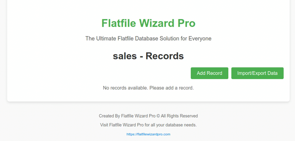 Flatfile Wizard Pro Database